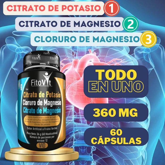 CITRATO DE POTASIO + CITRATO DE MAGNESIO + CLORURO DE MAGNESIO | FRASCO X 60 MASTICABLES |