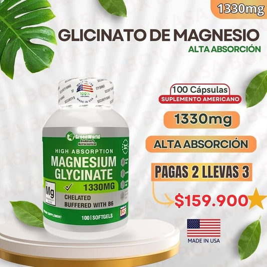 GLICINATO DE MAGNESIO AMERICANO | 1.330 mg | x 100 Cápsulas