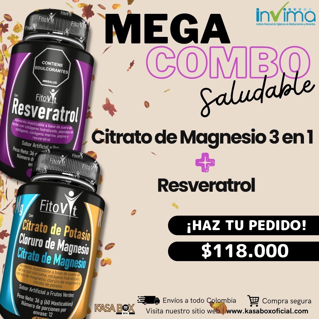 COMBO CITRATO DE MAGNESIO 3 EN 1 + RESVERATROL