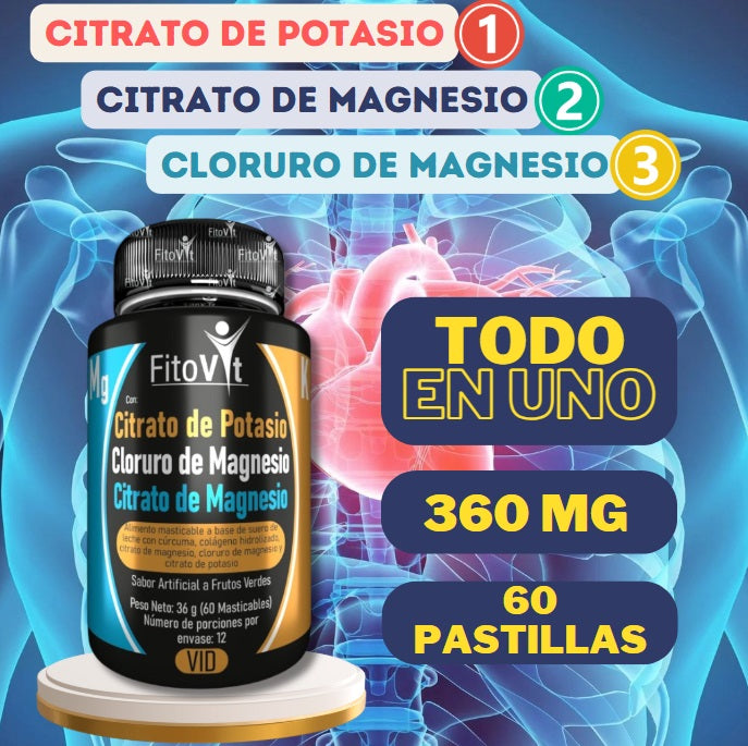 CITRATO DE MAGNESIO + CITRATO DE POTASIO + CLORURO DE MAGNESIO | 60 PASTILLAS|